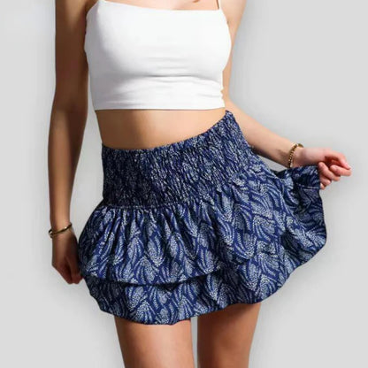 Vacation Boho Miniskirt Sexy Girl Y2k Skirts Mujer Ruffle Edge Printed Skirt Women Fashion New  Skirt Female