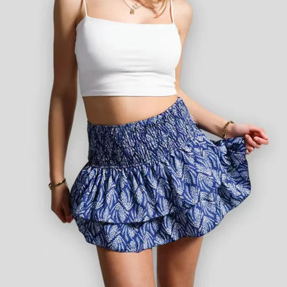 We.Fine Summer New Women'S Fashion Floral Short Skirt Pleated Skirt Half Skirt Ruffled Edge Printed Skirt