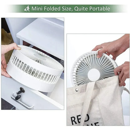 7200mAh USB Rechargeable Portable Folding Fan Floor Low Noise Fan for Outdoor Home Wireless Fan 4 Speed Camping Portable Fan